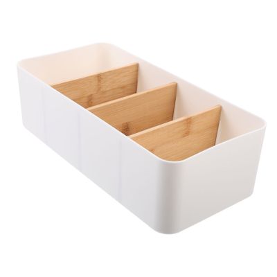 FONDOTIN Multi-grid Storage Box Sturdy Bamboo Storage Container Desktop Organizer