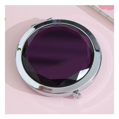 7cm/2.8in Compact Round Mirror for Purse, Portable Metal Makeup Mirrors, Double-Sided 1X/2X Magnifying Vanity Mirror(Purple)