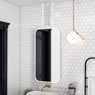 Gaommini Ceiling Mounted Hanging Mirror Square with White Metal Frame and Double Boom, Bathroom Mirrors Large Rectangle Mirror for Vanity Makeup Shaving (Size : 40cmx60cm)