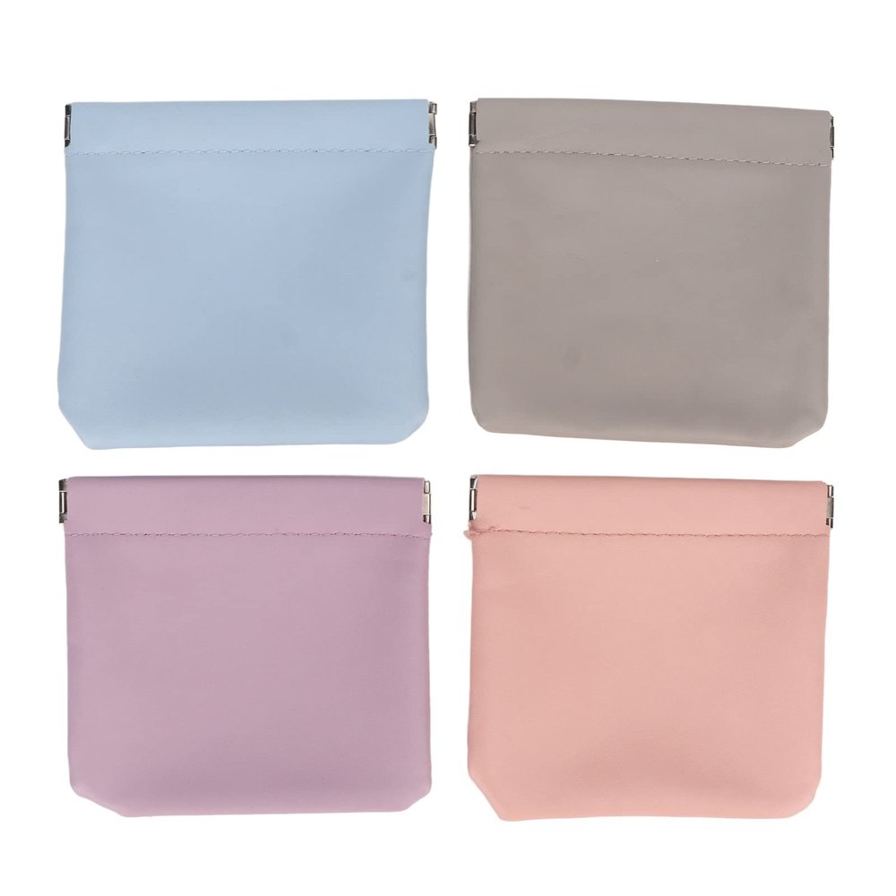 4-Color Mini Lipstick Storage Bag - Automatic Closure Portable PU Leather Pouch for Lipstick, Makeup, Earphones
