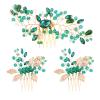 CHGCRAFT 3Pcs 2Styles Bride Wedding Hair Comb Green Crystal Golden Bridal Hair Comb Wedding Hair Clip for Party Photography, Green view 1