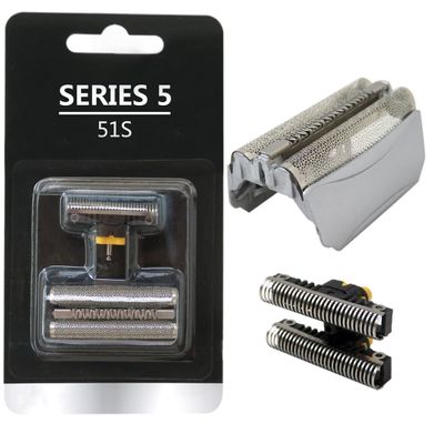 51S Electric Shaver Replacement Foil Head with Cutter Compatible for B-raun Series 5 510, 550, 560, 570cc, 590cc, 590cc 8581, 8583, 8585, 8588, 8590, 8781, 8783, 8790