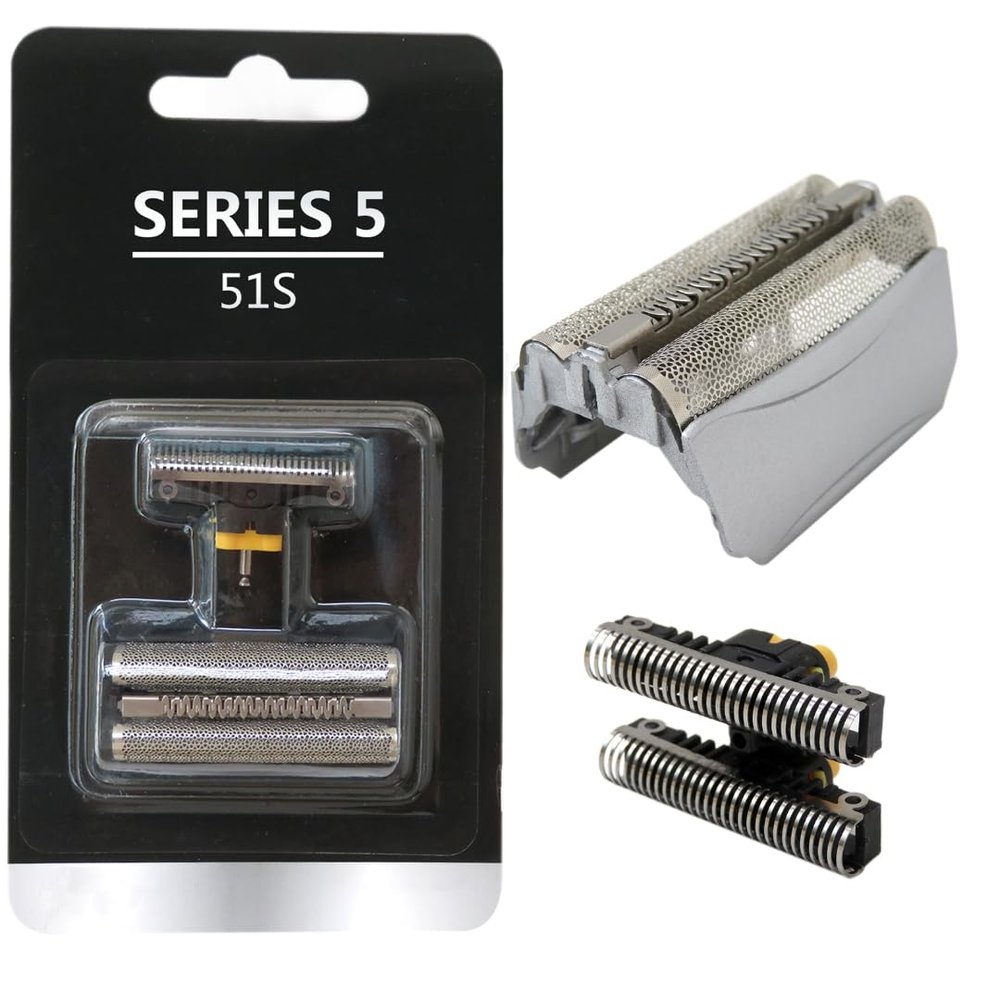 51S Electric Shaver Replacement Foil Head with Cutter Compatible for B-raun Series 5 510, 550, 560, 570cc, 590cc, 590cc 8581, 8583, 8585, 8588, 8590, 8781, 8783, 8790
