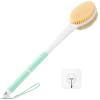 Back Scrubber Body Shower Brush: Anti Slip Long Handle Bath Brush with Stiff and Soft Bristles - Showering Exfoliator Wet or Dry Brushing for Women, Men, Elderly (Mint Green) view 1