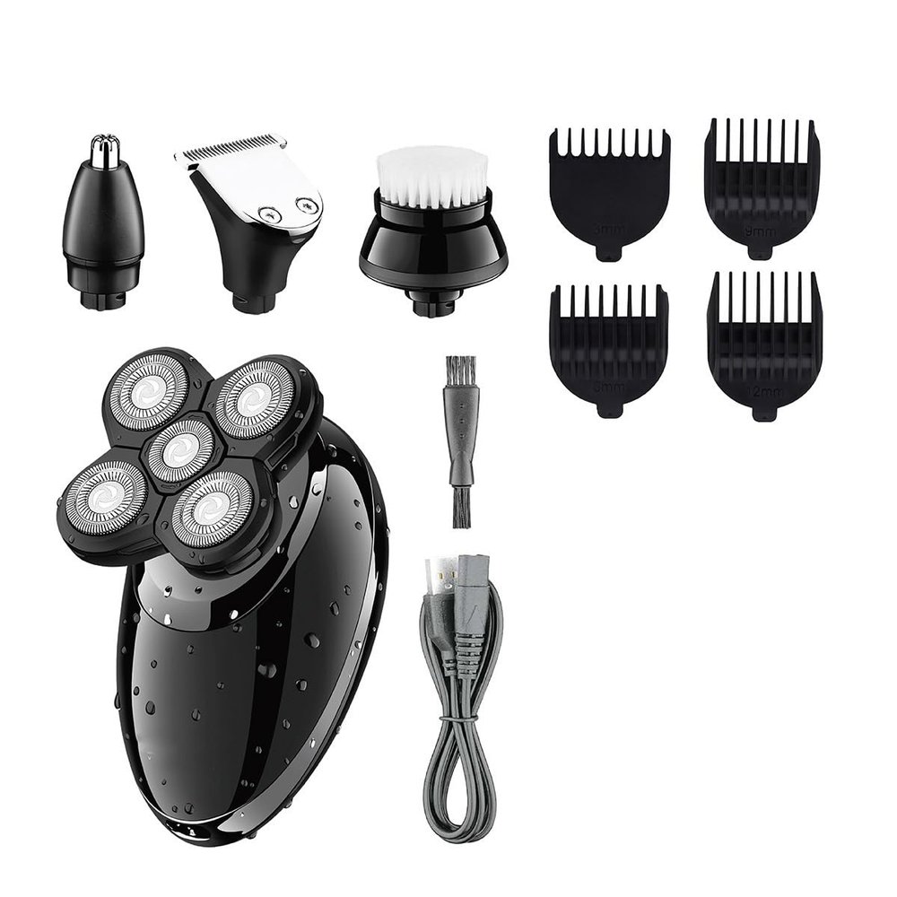 Head Shavers for Bald Men, 4 in 1 Electric Shaver Beard Trimmer Razor Nose Trimmer Grooming Kit Waterproof Rechargeable Shaving Machine for Men