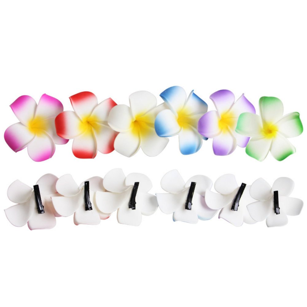 10 Pcs 7cm Multicolor Hawaii Hawaiian Plumeria Hair Clips Beach Flower Headpieces for Wedding Party Accessories