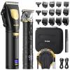 GLAKER Hair Clippers for Men,Professional Mens Hair Clippers Cordless Clippers for Hair Cutting,Precision Trimmer Kit Zero Gap Trimmer with LED Display 15 Guide Combs (Black+Gold) view 1