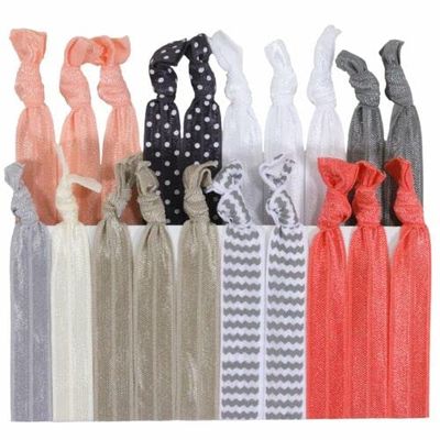 20 Hair Ties Elastic Ponytail Holder Ribbon Tie Elastics Band Accessories Peach