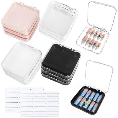 12 Pcs Press on Nail Packaging Box Press on Nail Storage Box for Press Ons with 60 Pcs Adhesive Double Sided Tape Acrylic Fake Nail Display Box False Nail Organizer Case for Home Salon Use