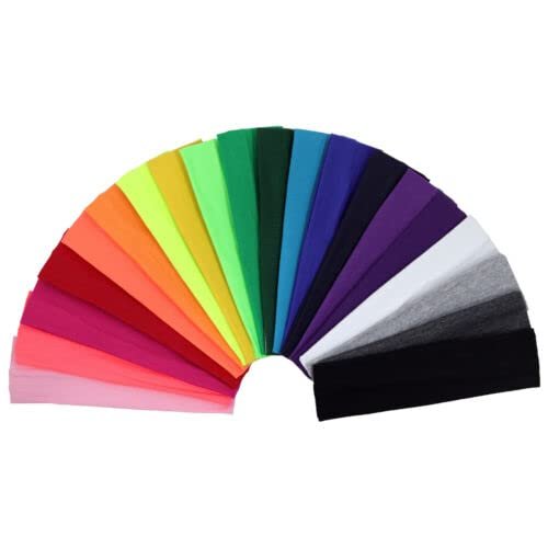 12 Wide Cotton Headbands 2" Stretch Absorbent Soft Sport Headband
