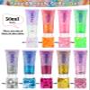 9Colors Face Body Glitter Gel, TOROKOM Sparkling Holographic Face Glitter Gel Mermaid Cosmetic Glitters Flakes Gel Long Lasting Chunky Glitter for Valentine's Day Party Rave Eye Lip Hair Nail Body view 2