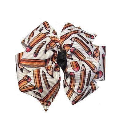 Back To School Pencil Pinwheel Hair Bow