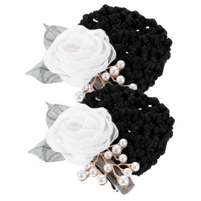 Beatifufu 2pcs Flower Hair Bun Covers for Women Hair Accessories for Stewardess Staff Comfortable