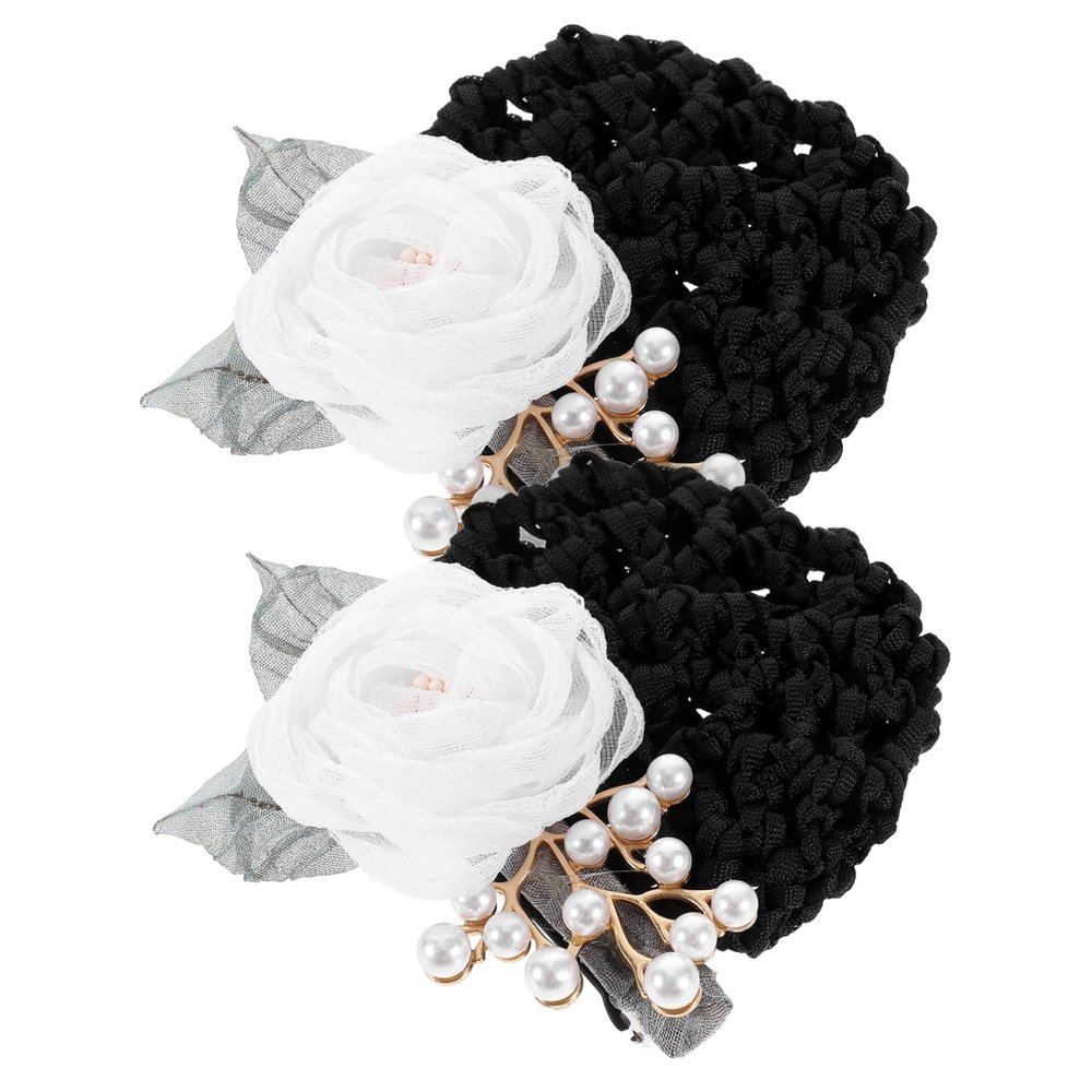 Beatifufu 2pcs Flower Hair Bun Covers for Women Hair Accessories for Stewardess Staff Comfortable