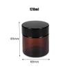 2Pack 120ml/4oz Amber Round Glass Jars Empty Cosmetic Makeup Face Mask Facial Cream Balm Lotion Storage Container Jar with Black Lid and Inner Liner for Beauty Care view 2