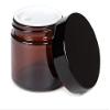 2Pack 120ml/4oz Amber Round Glass Jars Empty Cosmetic Makeup Face Mask Facial Cream Balm Lotion Storage Container Jar with Black Lid and Inner Liner for Beauty Care view 3