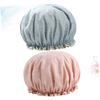 Beaupretty 2pcs Shower Caps for Women Double-layer Printed Bathing Hat Creative Patterns for Spa and Hair Cute Floral Design view 4