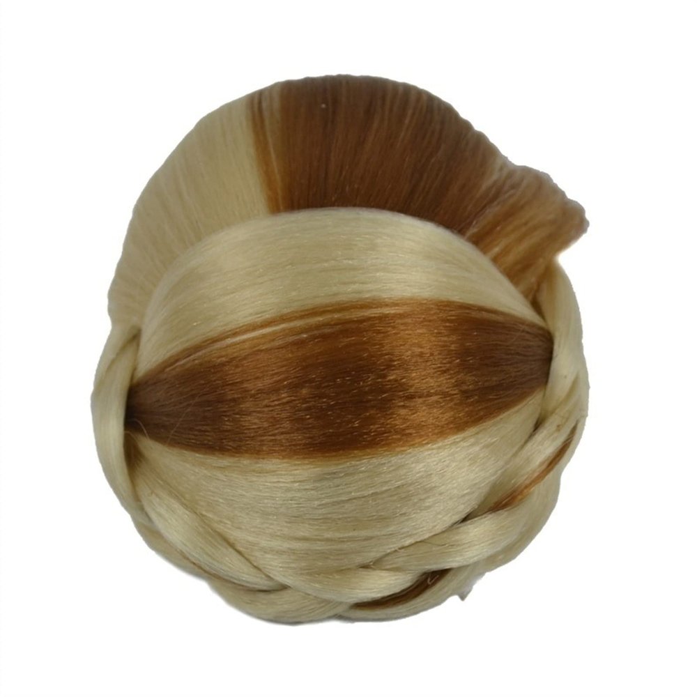 messy bun hair piece Braided Hair Bun Extensions Elegant Braided Chignon Hair Piece Synthetic Clip-on Hair Updo Chignon Hairpieces Party Wedding Cosplay Extensions bun hair pieces for women ( Color :