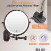 5000mAh Rechargeable Wall Mounted Lighted Makeup Vanity Mirror Double Sided 1X 30X Magnifying Bathroom Mirror, 3 Color Lighting, Touch Dimming, Extended Arm 360 Rotation Light up Mirror Antique Bronze view 2