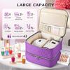 DreamGenius Nail Polish Organizer Case Holds 42 Bottles, Portable Double-Layer Nail Polish Storage Bag with Adjustable Dividers for Manicure Tools, Purple view 2