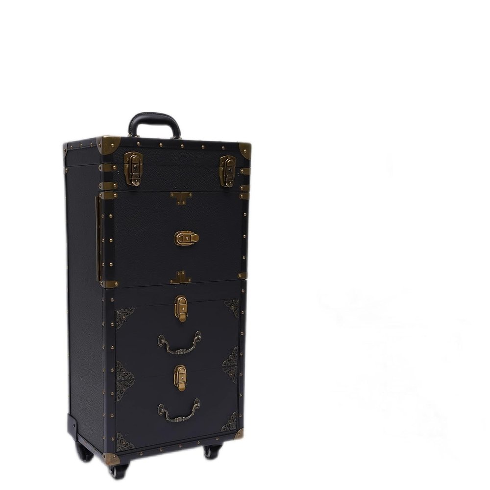 CNCEST Beauty Salon Luggage, Rolling Lockable Makeup Train Case, Spa Beauty Hairdressing Barber Tool Organizer, with Hair Dryer Holder