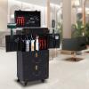 CNCEST Beauty Salon Luggage, Rolling Lockable Makeup Train Case, Spa Beauty Hairdressing Barber Tool Organizer, with Hair Dryer Holder view 4