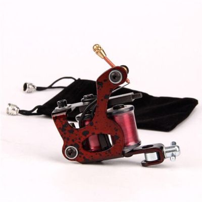 1 Pcs Of Coil Tattoo Machine Frame 10 Wrap Liner Shader Alloy Lightweight Beginner Red