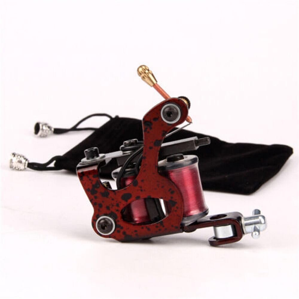 1 Pcs Of Coil Tattoo Machine Frame 10 Wrap Liner Shader Alloy Lightweight Beginner Red