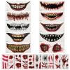 20 Sheets Realistic Waterproof Scary Big Mouth Face Sticker Tattoos - Make Up Stickers for Halloween Cosplay Decor view 1