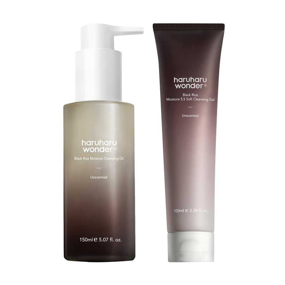HARUHARU wonder Black Rice Moisture Cleansing Oil & 5.5 Soft Cleansing Gel Double Cleansing Duo Set