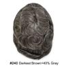 Mens Hair System Toupee for Men Transparent Swiss Lace with Thin Skin mens Hairpiece Bleached Knots Mens Toupee Natural Hairline Men Hair Wigs(7X9"-100% density#240 Darkest Brown with 40% Gray) view 2