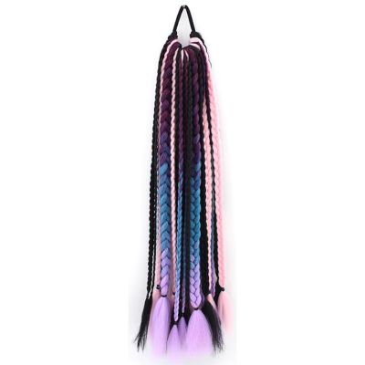 24 Inch Braided Ponytail Extension Drawstring In Hair Extension Synthetic Braided Ponytail for Women Halloween Party (Color : Purple B)