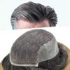 Mens Hair System Toupee for Men Transparent Swiss Lace with Thin Skin mens Hairpiece Bleached Knots Mens Toupee Natural Hairline Men Hair Wigs(7X9"-100% density#1B65 Off Black with 65% Gray) view 1