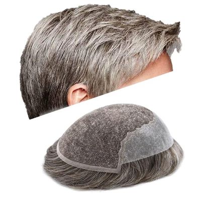 Mens Hair System Toupee for Men Transparent Swiss Lace with Thin Skin mens Hairpiece Bleached Knots Mens Toupee Natural Hairline Men Hair Wigs(8X10"-120% density#580 Medium Light Brown with 80% Gray)