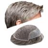 Mens Hair System Toupee for Men Transparent Swiss Lace with Thin Skin mens Hairpiece Bleached Knots Mens Toupee Natural Hairline Men Hair Wigs(8X10"-120% density#580 Medium Light Brown with 80% Gray) view 1