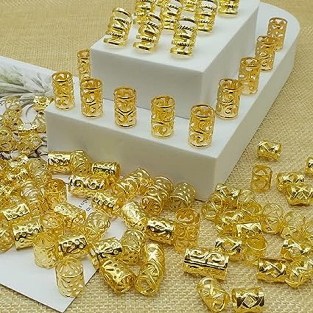 10 pcs of long braid beads jewelry, braid hair ornaments, girl's hair loop, adjustable cuffs, braided hair loop, decorative iron braided hair loop(gold)