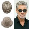 Mens Hair System Toupee for Men Transparent Swiss Lace with Thin Skin mens Hairpiece Bleached Knots Mens Toupee Natural Hairline Men Hair Wigs(7X9"-100% density#630 Light Brown with 30% Gray) view 1