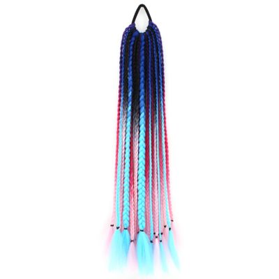 24 Inch Braided Ponytail Extension Drawstring In Hair Extension Synthetic Braided Ponytail for Women Halloween Party (Color : Blue B)