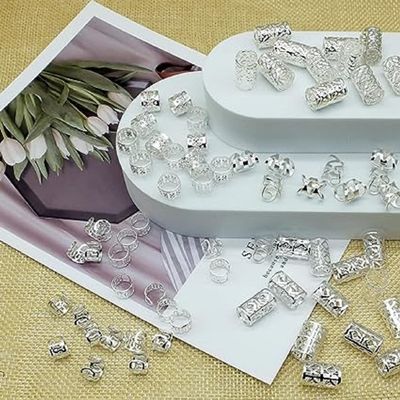 10 pcs of long braid beads jewelry, braid hair ornaments, girl's hair loop, adjustable cuffs, braided hair loop, decorative iron braided hair loop(silver)