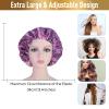 Fishent Shower Cap, Large Shower Caps for Women Reusable Double Layer Waterproof, Adjustable Extra Large Shower Cap for Long Hair and BraidsPurple Print) view 3