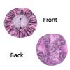 Fishent Shower Cap, Large Shower Caps for Women Reusable Double Layer Waterproof, Adjustable Extra Large Shower Cap for Long Hair and BraidsPurple Print) view 4