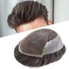 Mens Hair System Toupee for Men Transparent Swiss Lace with Thin Skin mens Hairpiece Bleached Knots Mens Toupee Natural Hairline Men Hair Wigs(8X10"-100% density#365 Dark Brown with 65% Gray) view 1