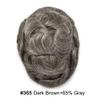Mens Hair System Toupee for Men Transparent Swiss Lace with Thin Skin mens Hairpiece Bleached Knots Mens Toupee Natural Hairline Men Hair Wigs(8X10"-100% density#365 Dark Brown with 65% Gray) view 2