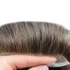 Mens Hair System Toupee for Men Transparent Swiss Lace with Thin Skin mens Hairpiece Bleached Knots Mens Toupee Natural Hairline Men Hair Wigs(8X10"-100% density#365 Dark Brown with 65% Gray) view 3