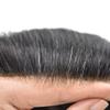 Mens Hair System Toupee for Men Transparent Swiss Lace with Thin Skin mens Hairpiece Bleached Knots Mens Toupee Natural Hairline Men Hair Wigs(7X9"-120% density#1B10 Off Black with 10% Gray) view 3