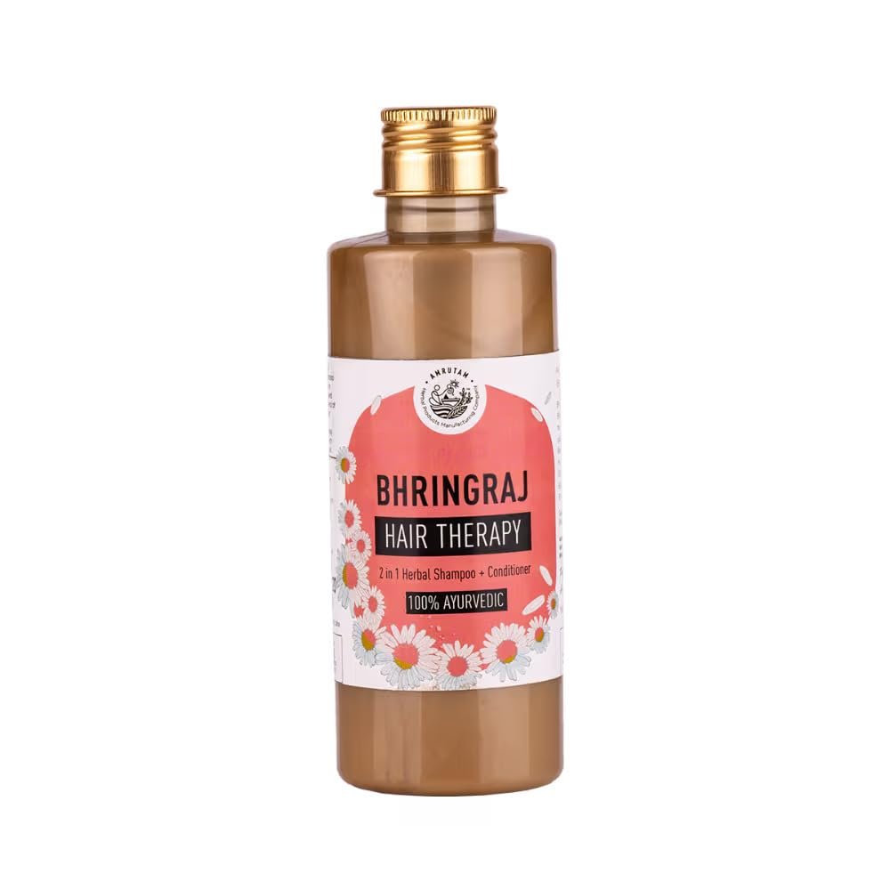AMRUTAM Bhringraj Hair Therapy- 2 in 1 Herbal Shampoo and Conditioner with Bhringraj, Reetha, Shikakai, Triphala & Brahmi Ayurvedic Shampoo Paraben & Sulphates free (200 ML)