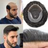 Mens Hair System Toupee for Men Transparent Swiss Lace with Thin Skin mens Hairpiece Bleached Knots Mens Toupee Natural Hairline Men Hair Wigs(8X10"-100% density#1B Off Black) view 1