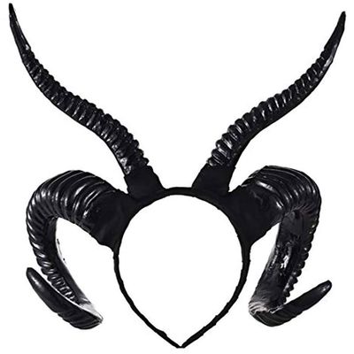 LJJCSFF Black Devil Horns Headband Forest Animal Antelope Horn Headband Gothic Antelope Sheep Horn Headband Cosplay Horns Headpieces