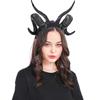 LJJCSFF Black Devil Horns Headband Forest Animal Antelope Horn Headband Gothic Antelope Sheep Horn Headband Cosplay Horns Headpieces view 3