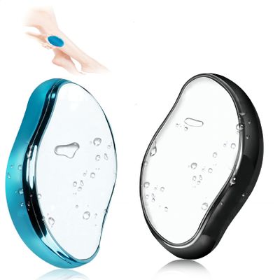 Asokeyer Crystal Hair Remover - Reusable Bleame Stone for Women, 2Pcs (Black+Blue)